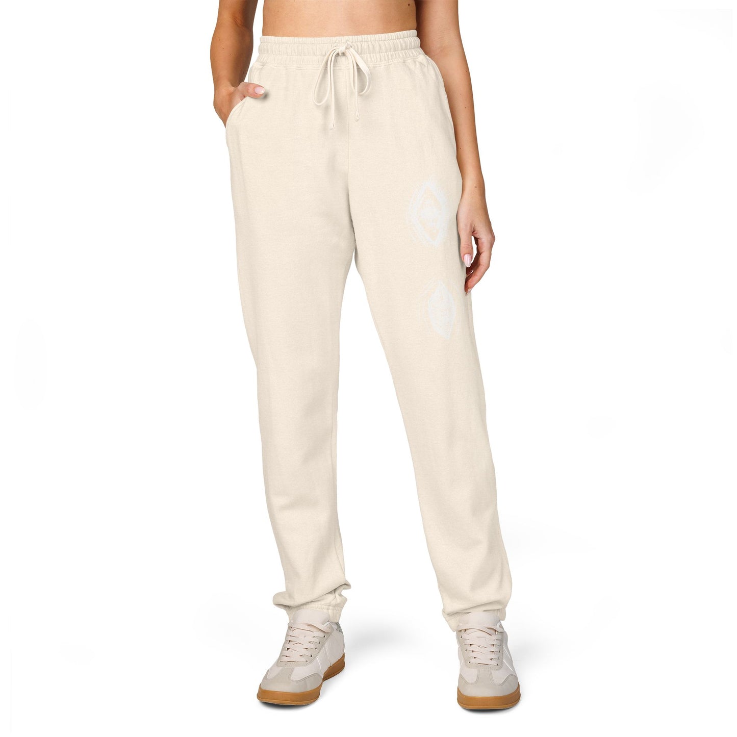 White Floral Skull Print Sweatpants | Side Graphic Joggers