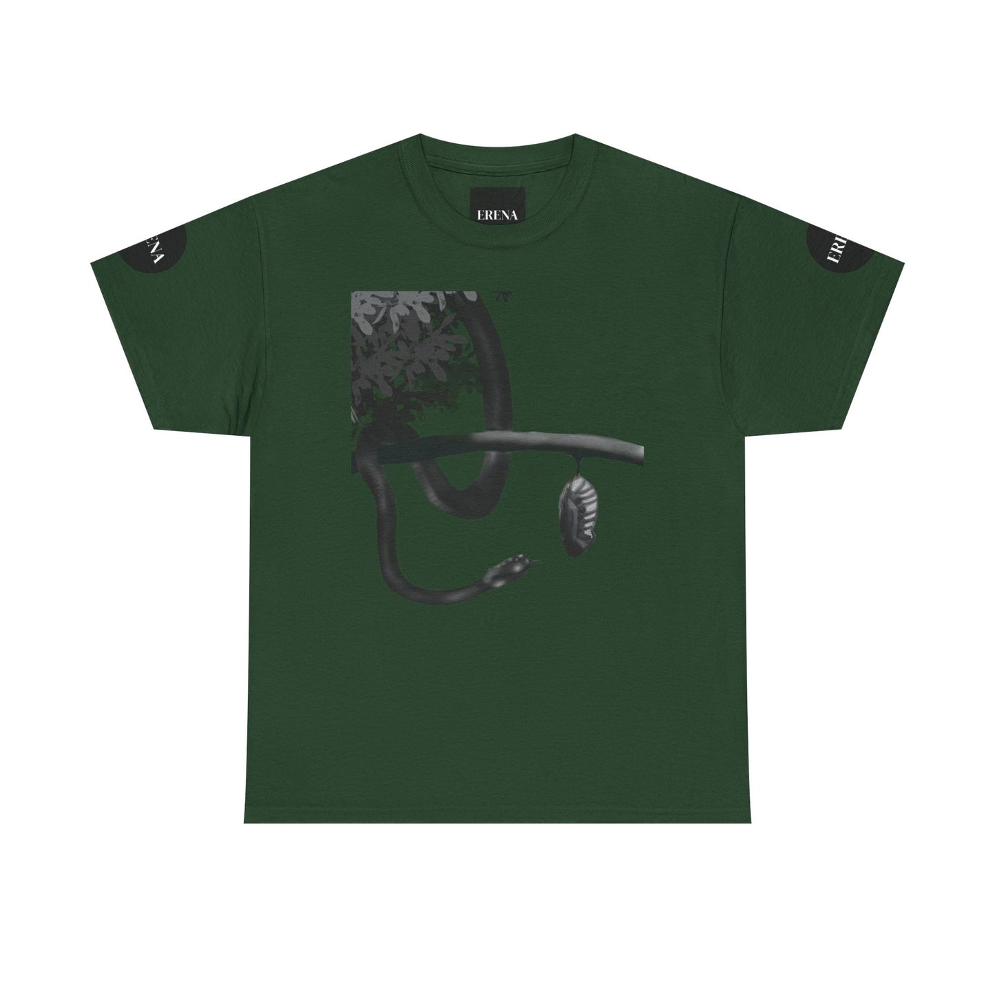Metempsychosis Snake Illustration Tee | Monochrome Botanical Art