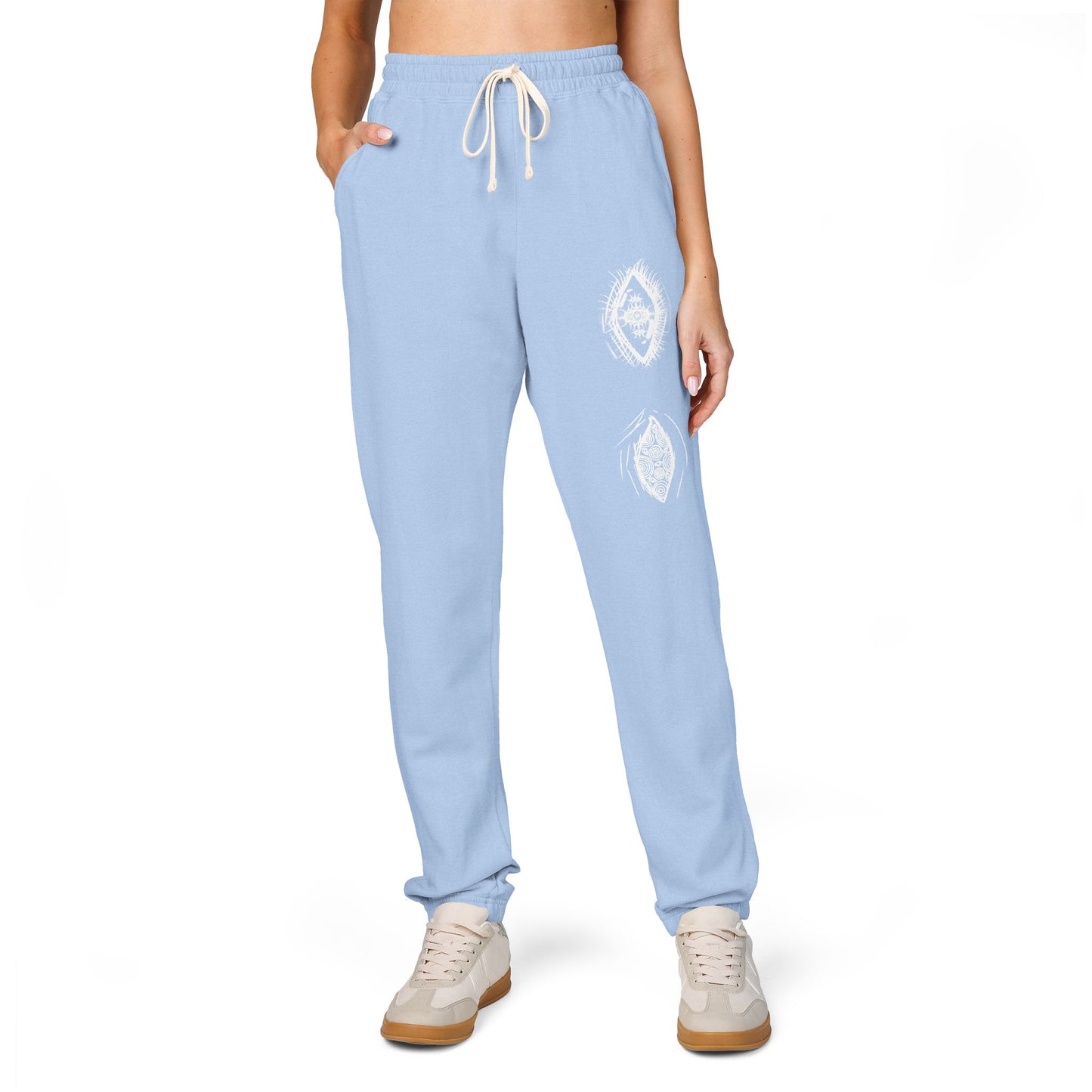 White Floral Skull Print Sweatpants | Side Graphic Joggers