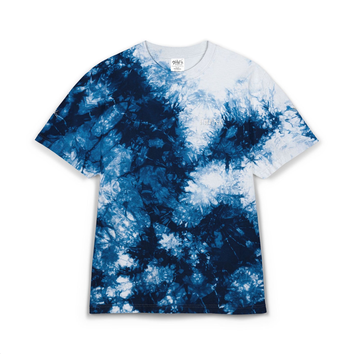 Black Gray Tie-Dye Embroidered Tee | Acid Wash T-Shirt