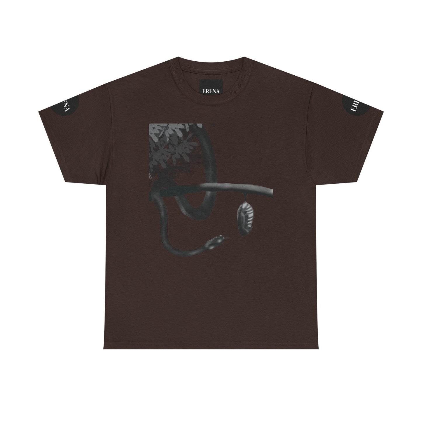 Metempsychosis Snake Illustration Tee | Monochrome Botanical Art