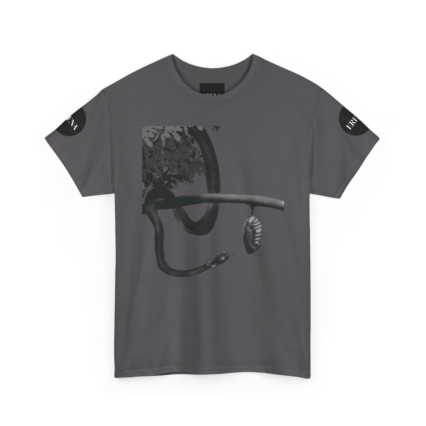 Metempsychosis Snake Illustration Tee | Monochrome Botanical Art