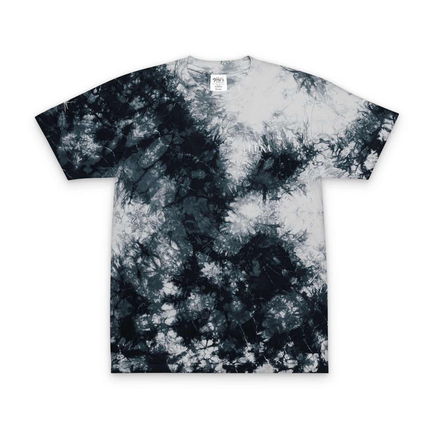 Black Gray Tie-Dye Embroidered Tee | Acid Wash T-Shirt