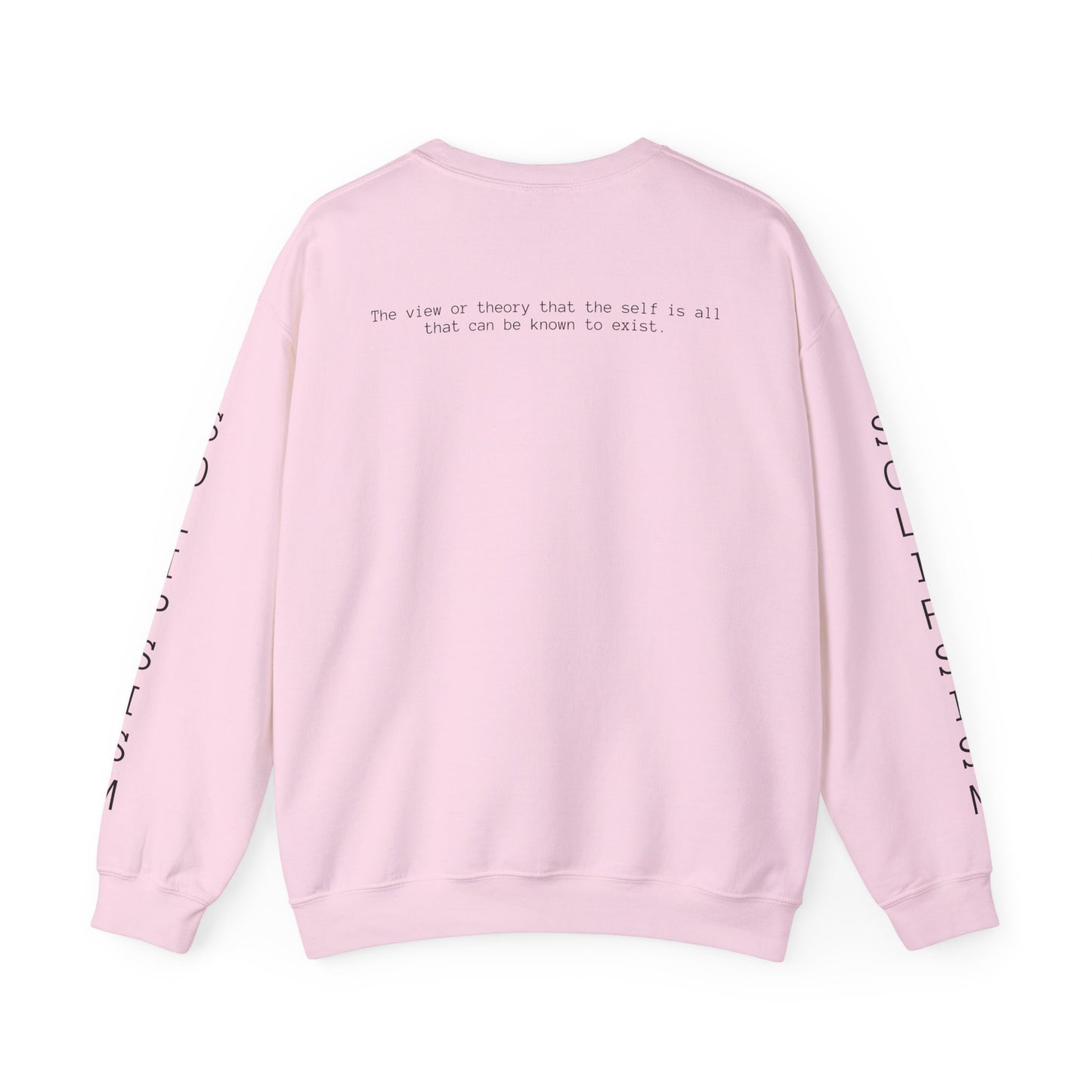 Solipsism Eye Graphic Crewneck Sweatshirt | Typographic Sleeve Print