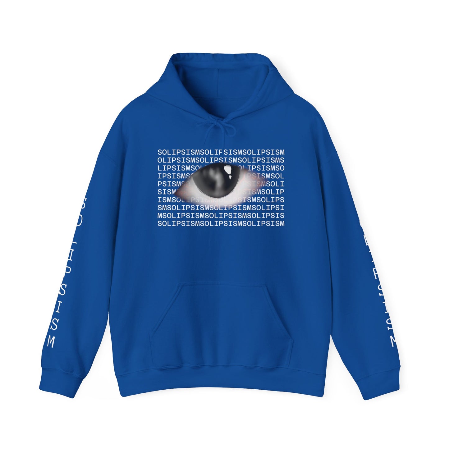 Solipsism Eye Graphic Hoodie | Solipsism Text Sleeve Pullover