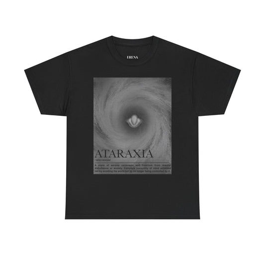 Ataraxia vortex poster Tee | minimalist storm swirl typography