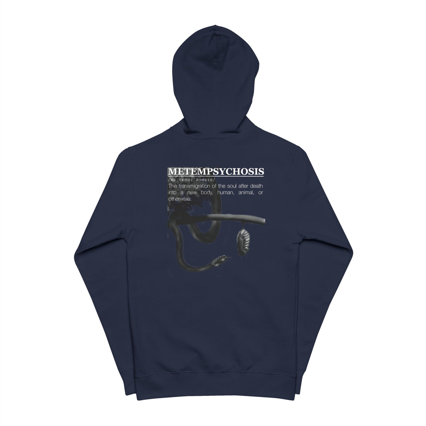 Metempsychosis Snake Illustration Hoodie | Occult Transmigration Back Print