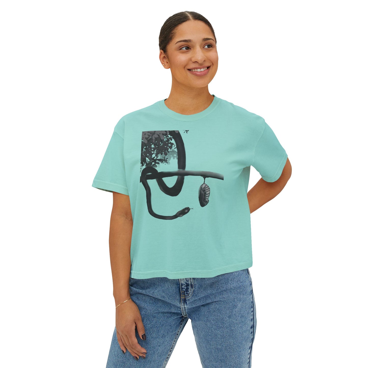 Metempsychosis snake and cocoon Women's Boxy Tee | philosophical graphic tee