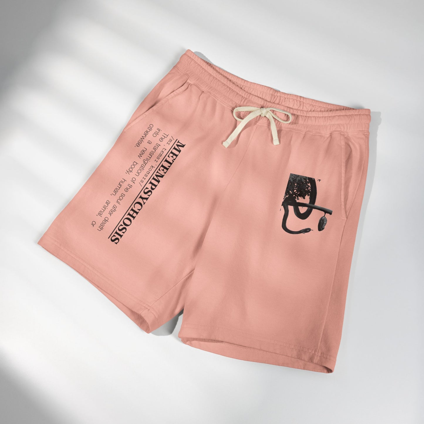 Distressed Smiley Face Sweat Shorts | Text Graphic