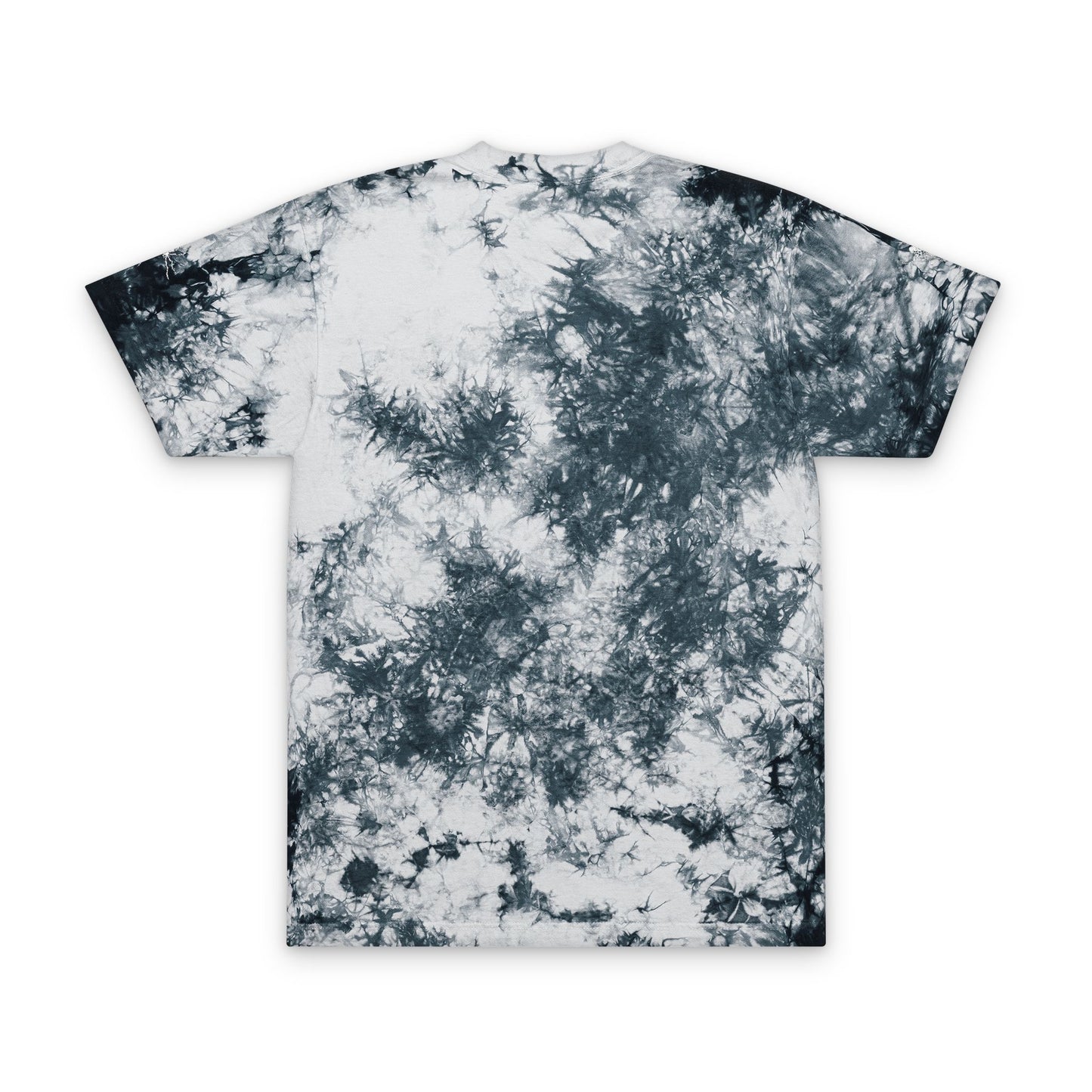 Black Gray Tie-Dye Embroidered Tee | Acid Wash T-Shirt