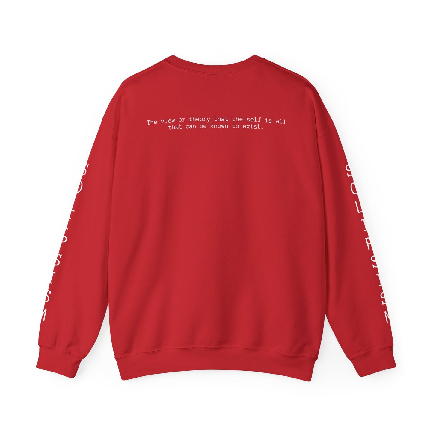 Solipsism Eye Graphic Crewneck Sweatshirt | Typographic Sleeve Print