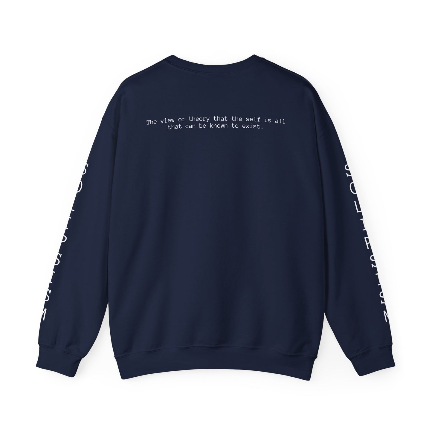 Solipsism Eye Graphic Crewneck Sweatshirt | Typographic Sleeve Print