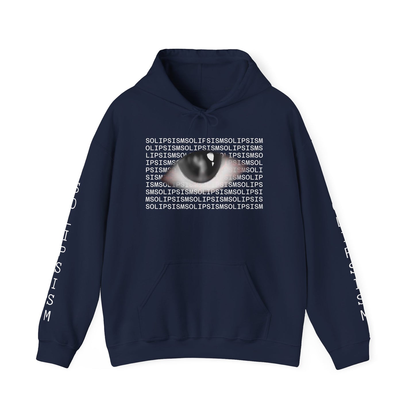 Solipsism Eye Graphic Hoodie | Solipsism Text Sleeve Pullover