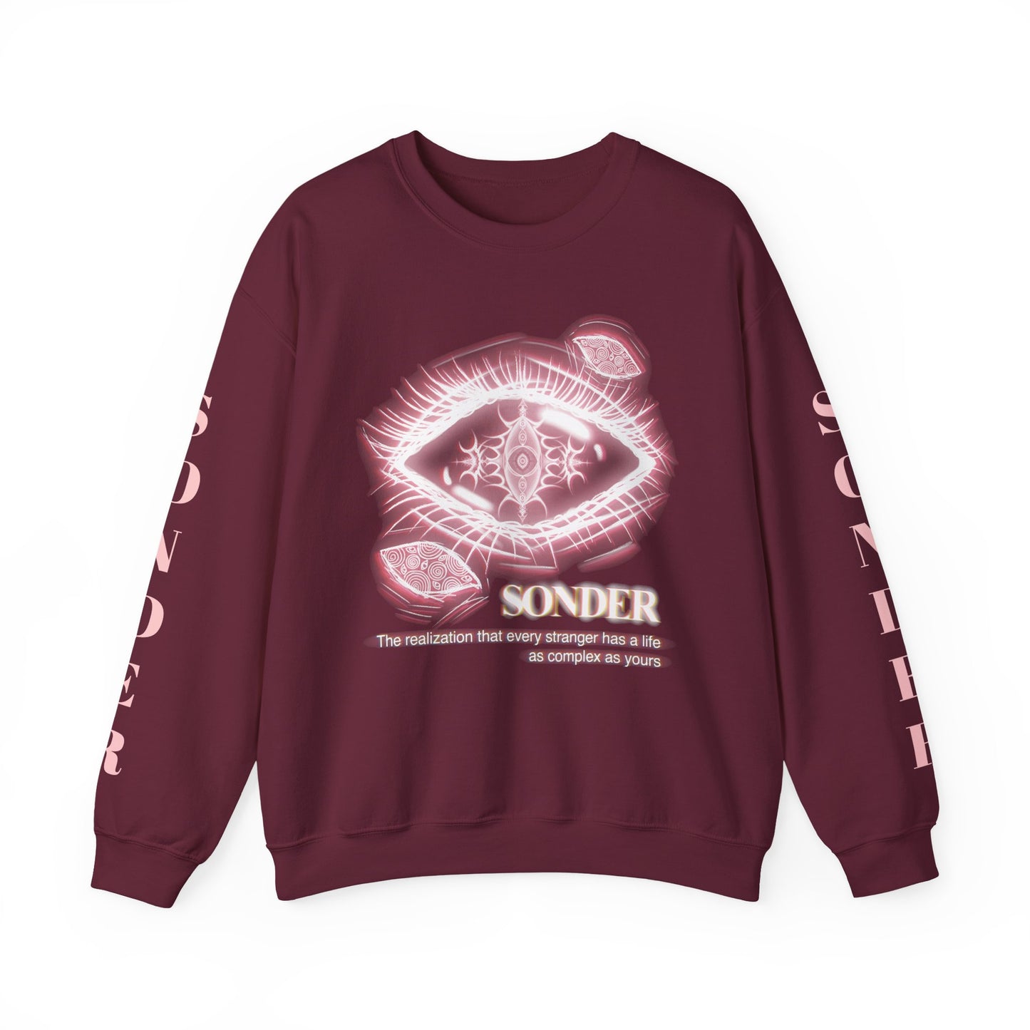 Sonder eye graphic Sweatshirt | poetic text sleeve crewneck