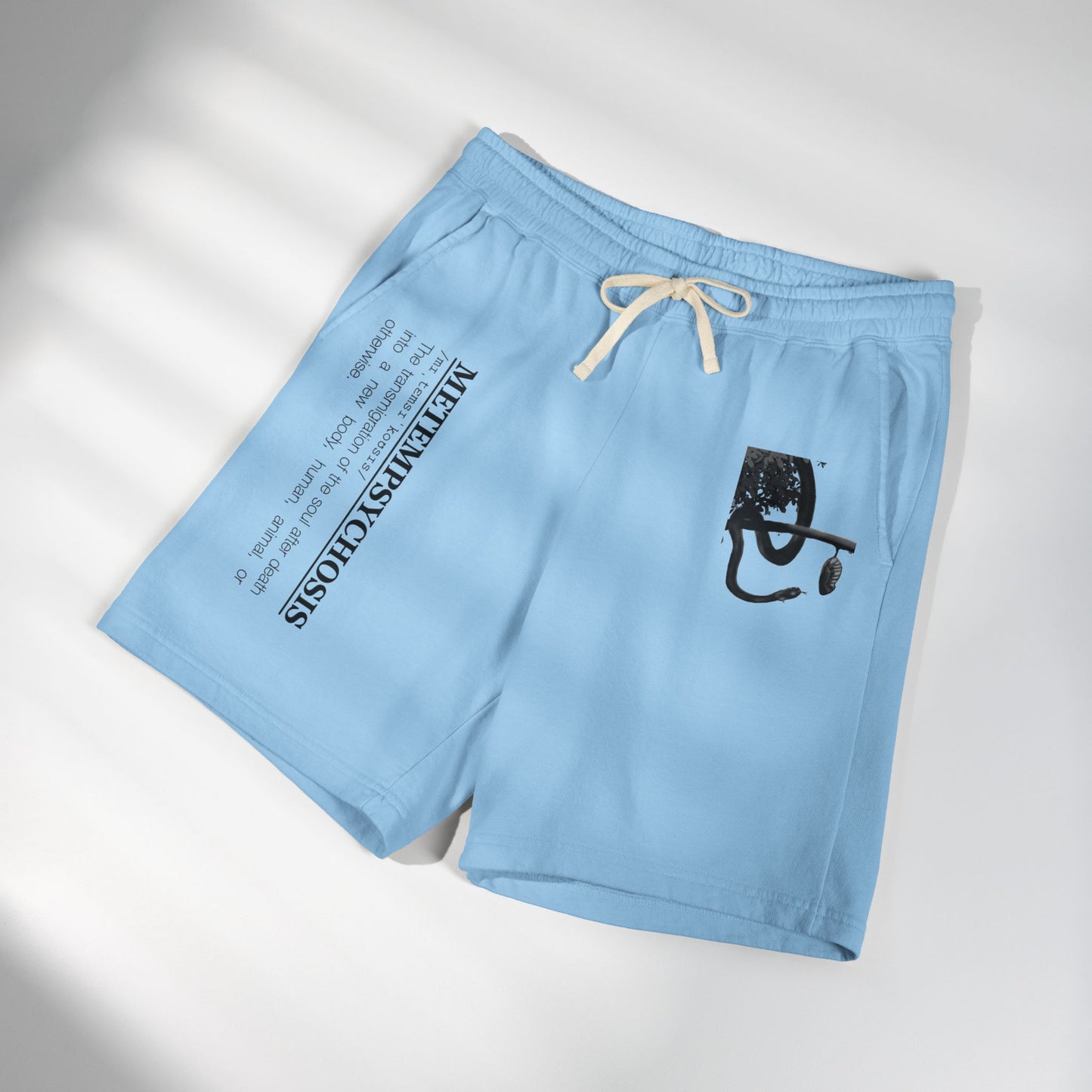 Distressed Smiley Face Sweat Shorts | Text Graphic