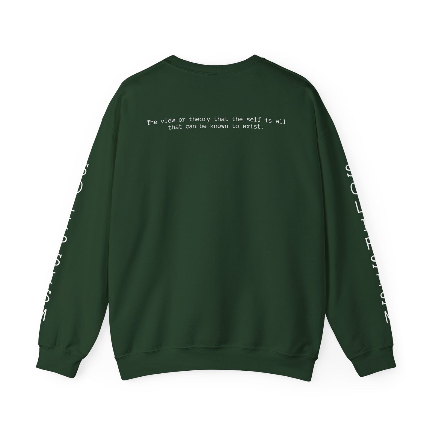 Solipsism Eye Graphic Crewneck Sweatshirt | Typographic Sleeve Print