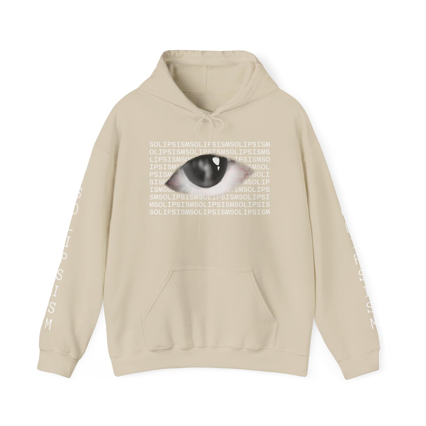 Solipsism Eye Graphic Hoodie | Solipsism Text Sleeve Pullover