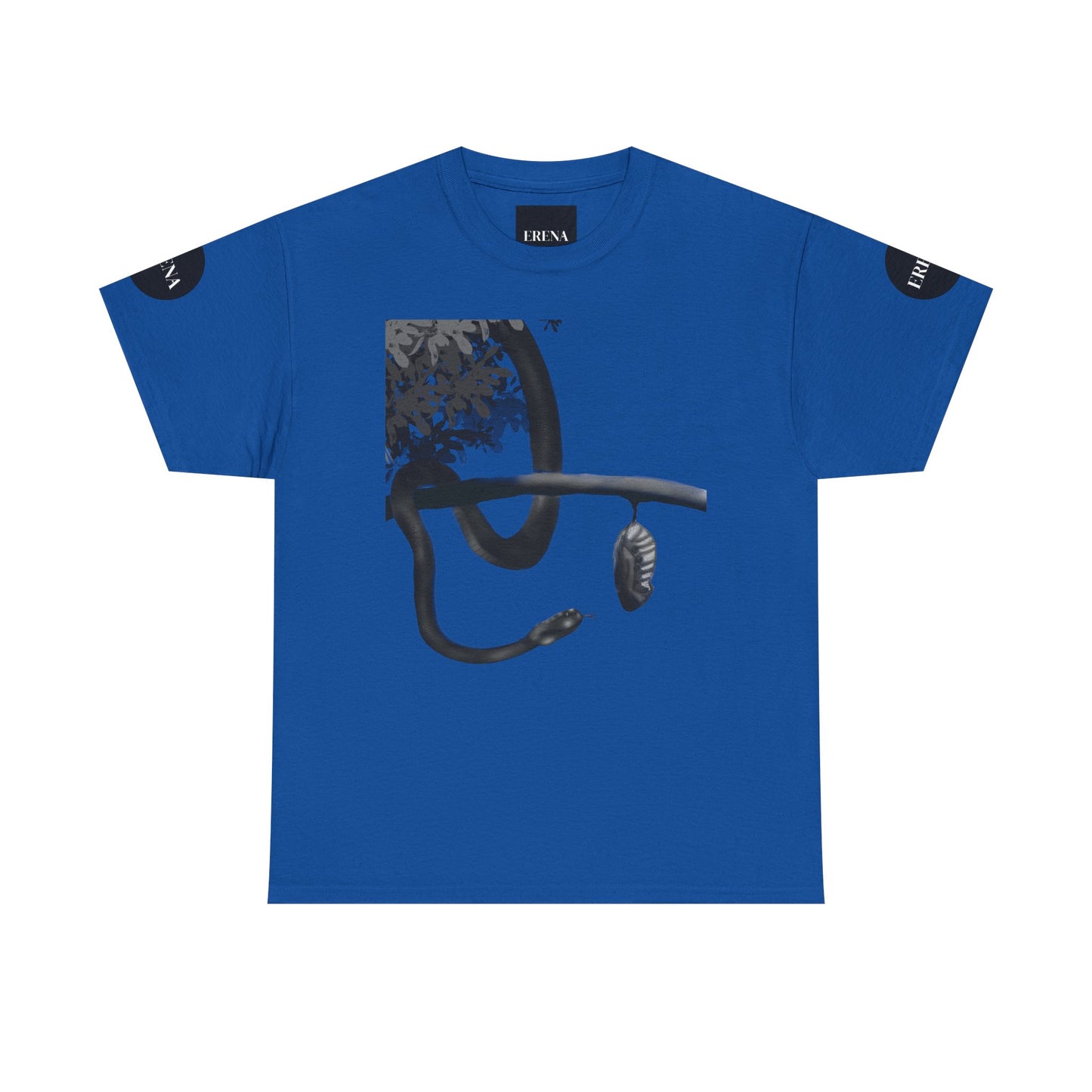 Metempsychosis Snake Illustration Tee | Monochrome Botanical Art