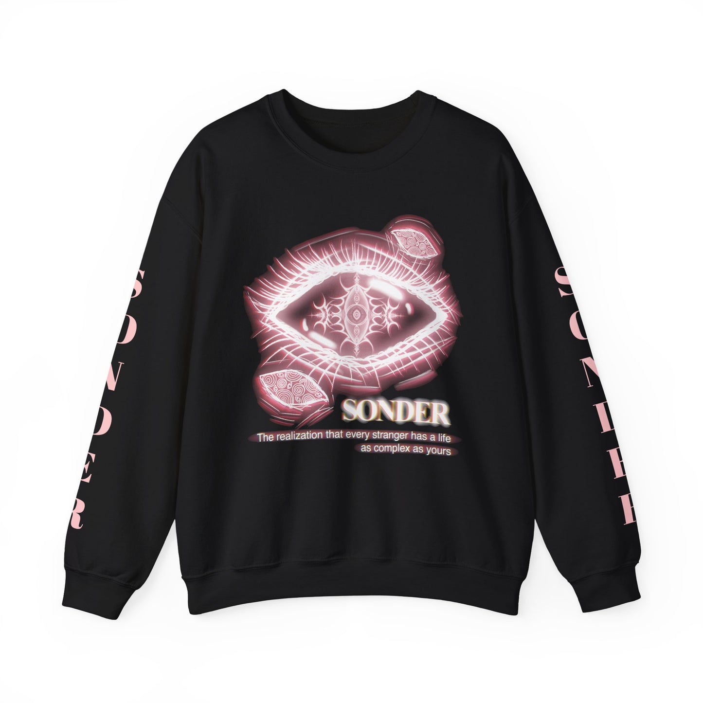 Sonder eye graphic Sweatshirt | poetic text sleeve crewneck