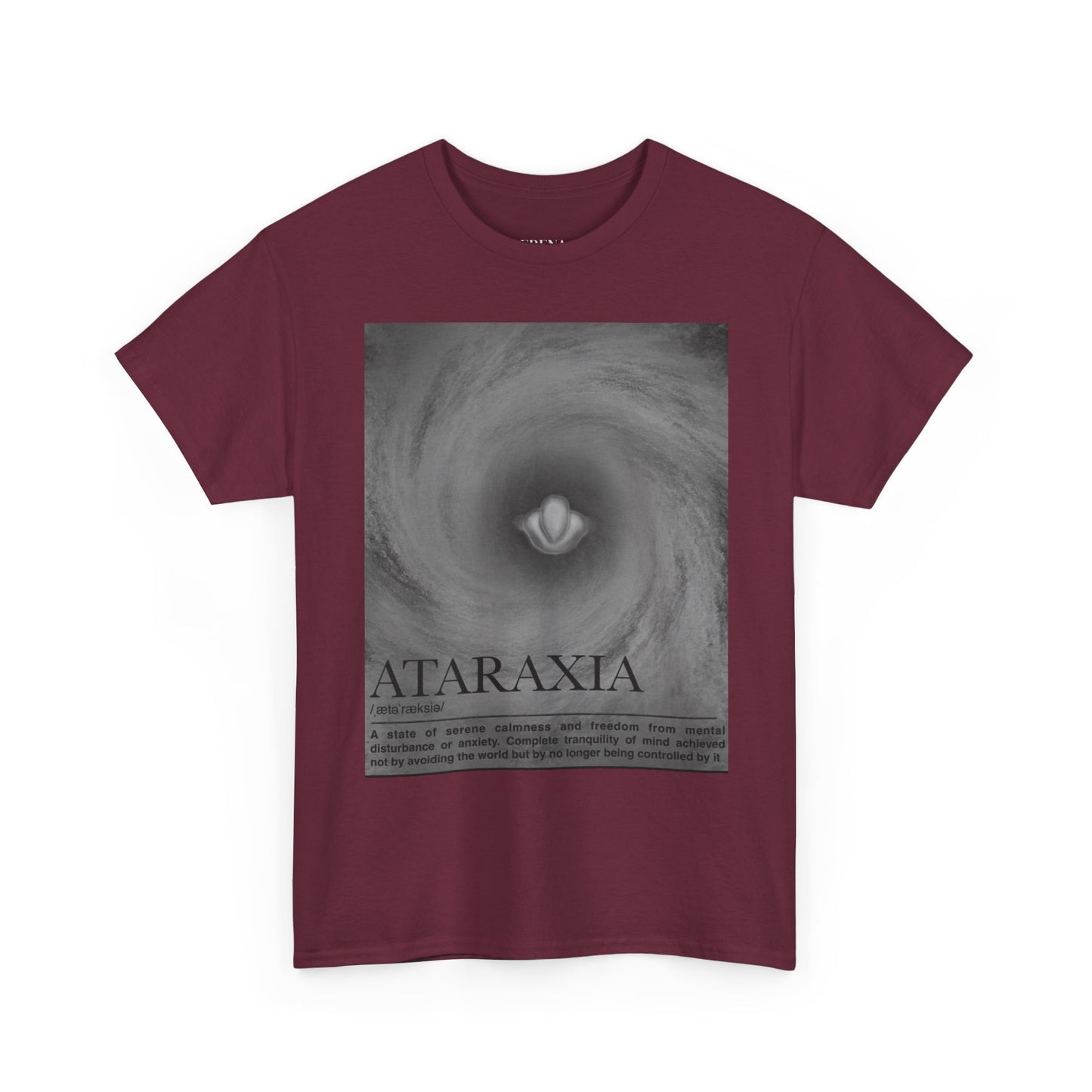 Ataraxia vortex poster Tee | minimalist storm swirl typography