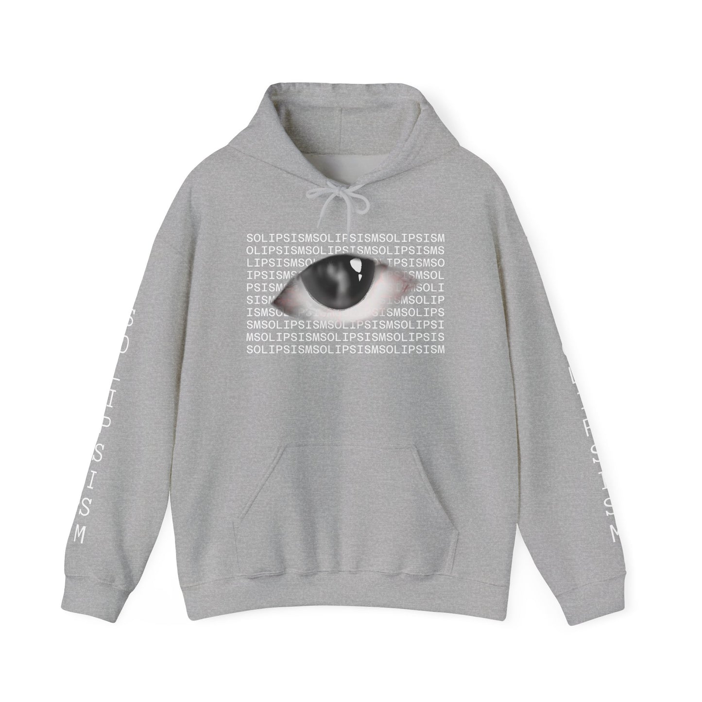 Solipsism Eye Graphic Hoodie | Solipsism Text Sleeve Pullover