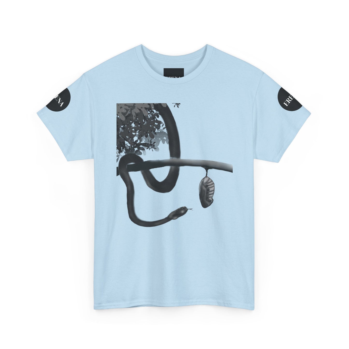 Metempsychosis Snake Illustration Tee | Monochrome Botanical Art