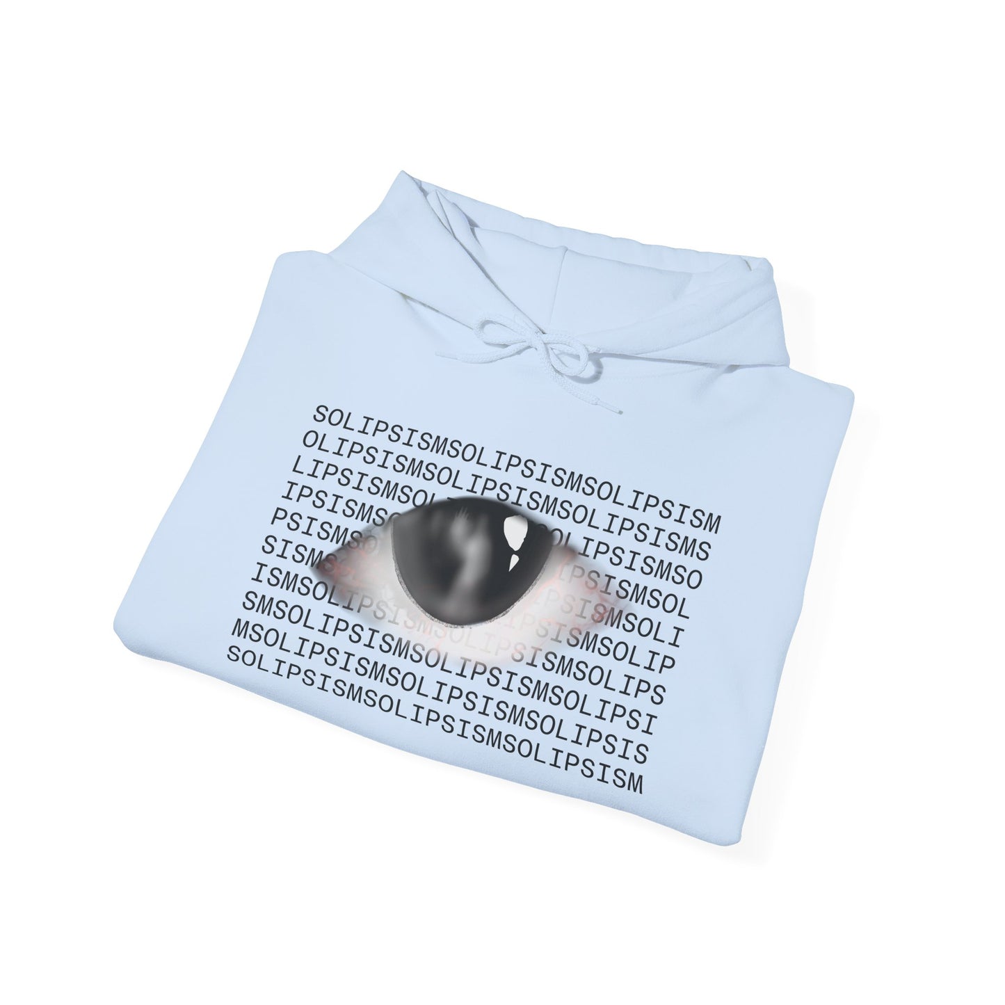Solipsism Eye Graphic Hoodie | Solipsism Text Sleeve Pullover