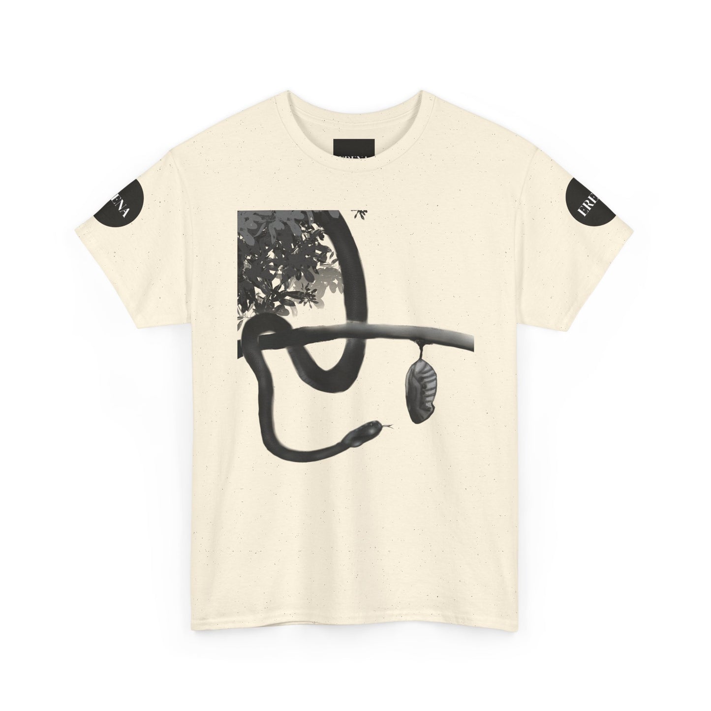 Metempsychosis Snake Illustration Tee | Monochrome Botanical Art