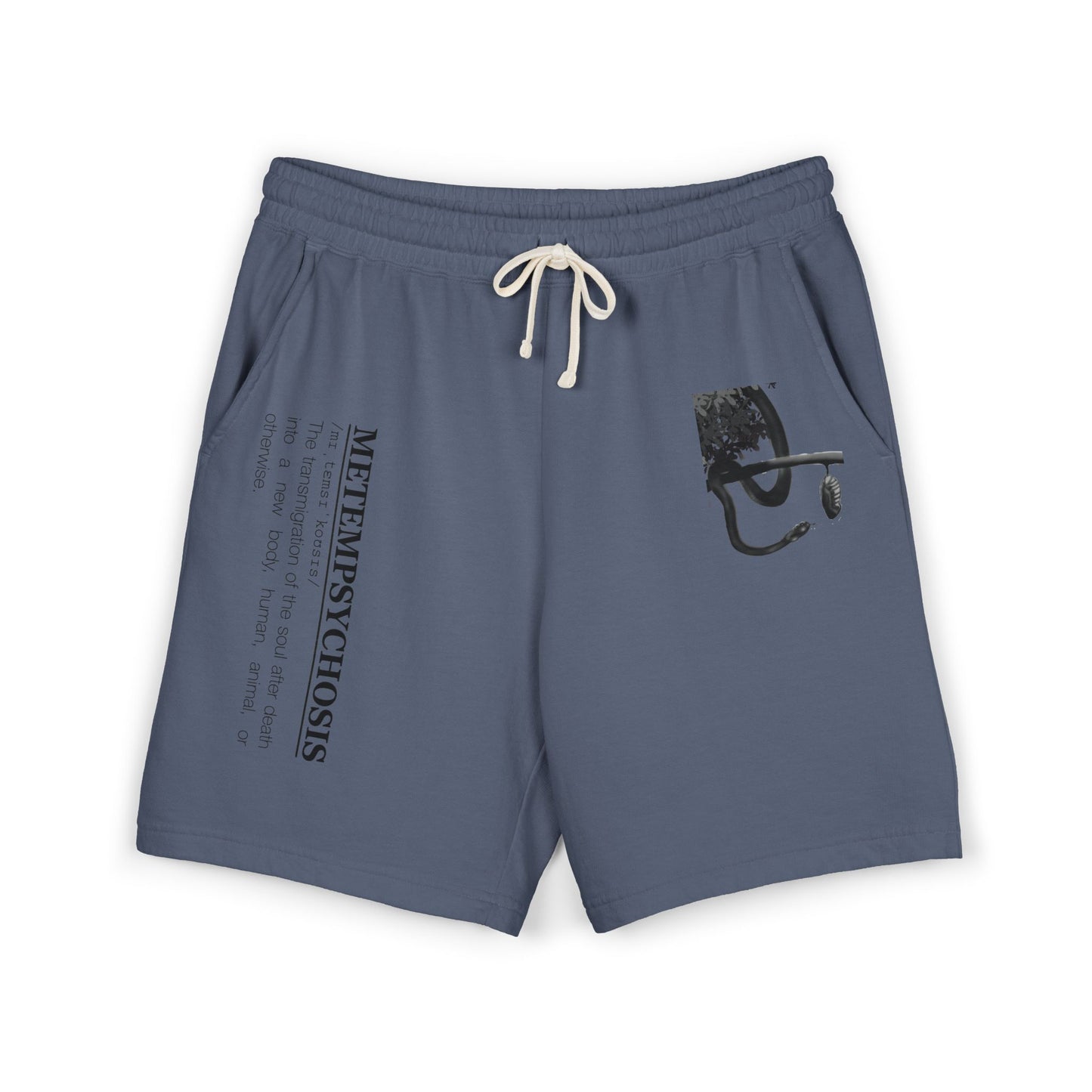 Distressed Smiley Face Sweat Shorts | Text Graphic