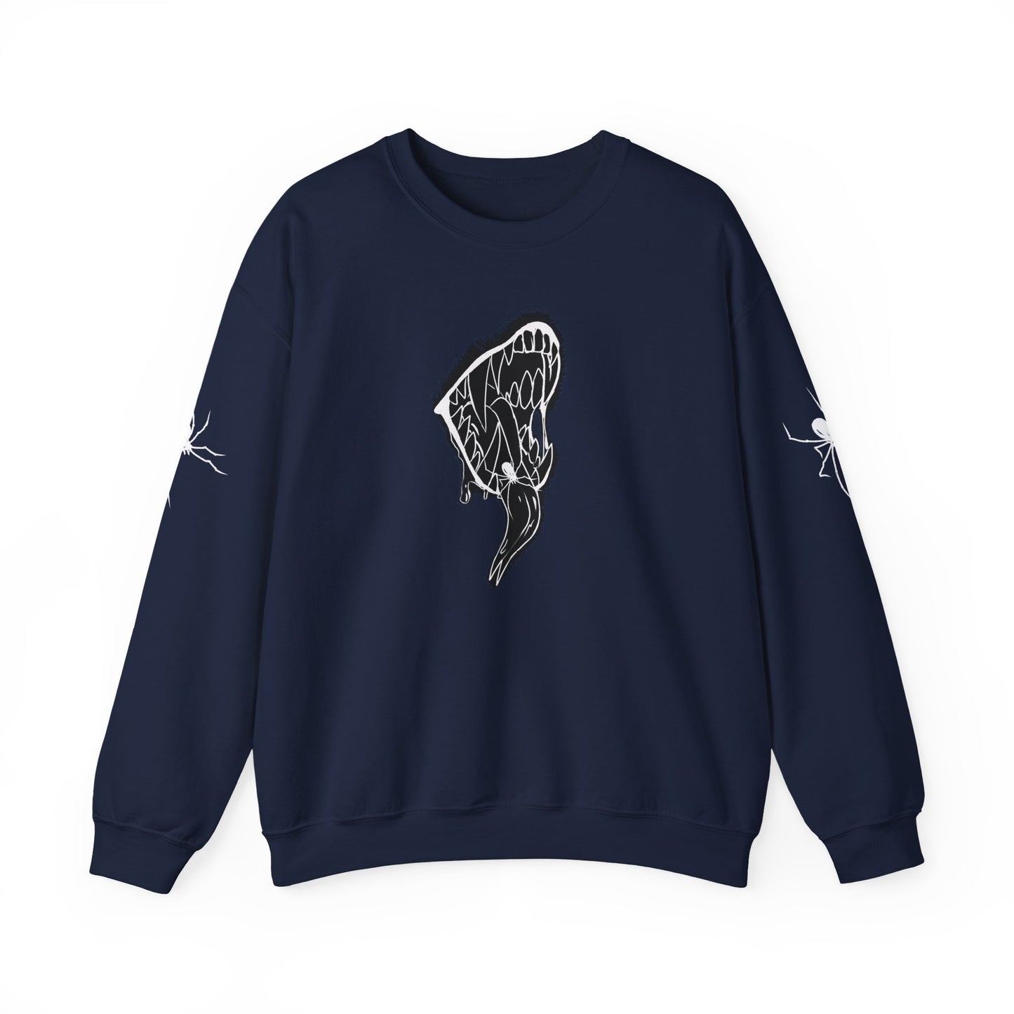 Snake Skull Illustration Crewneck Sweatshirt | Gothic Snake Sleeve Art