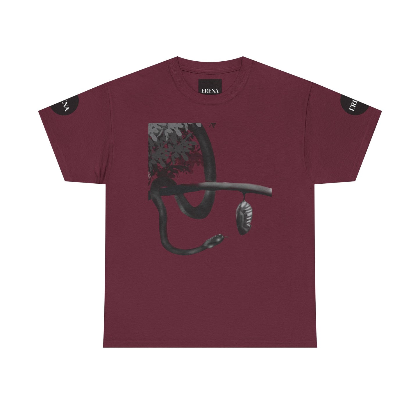 Metempsychosis Snake Illustration Tee | Monochrome Botanical Art
