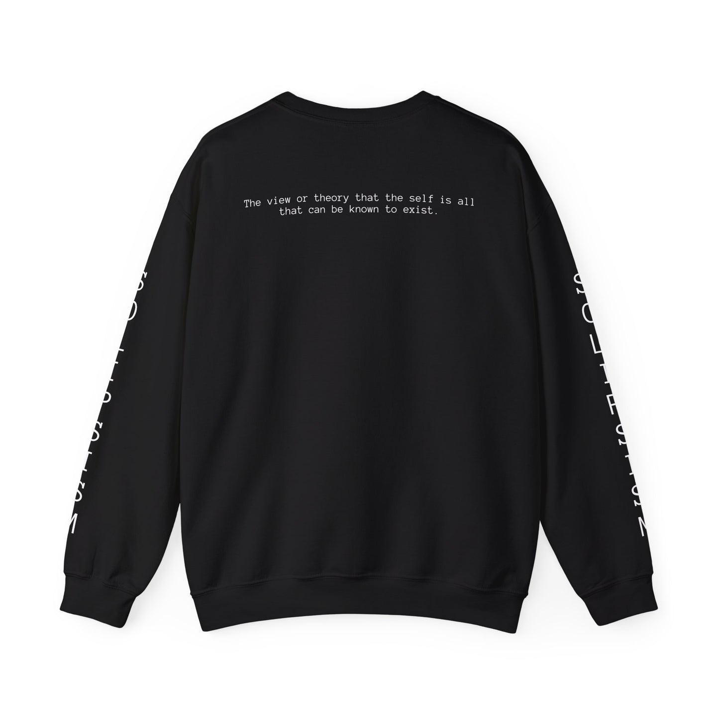 Solipsism Eye Graphic Crewneck Sweatshirt | Typographic Sleeve Print