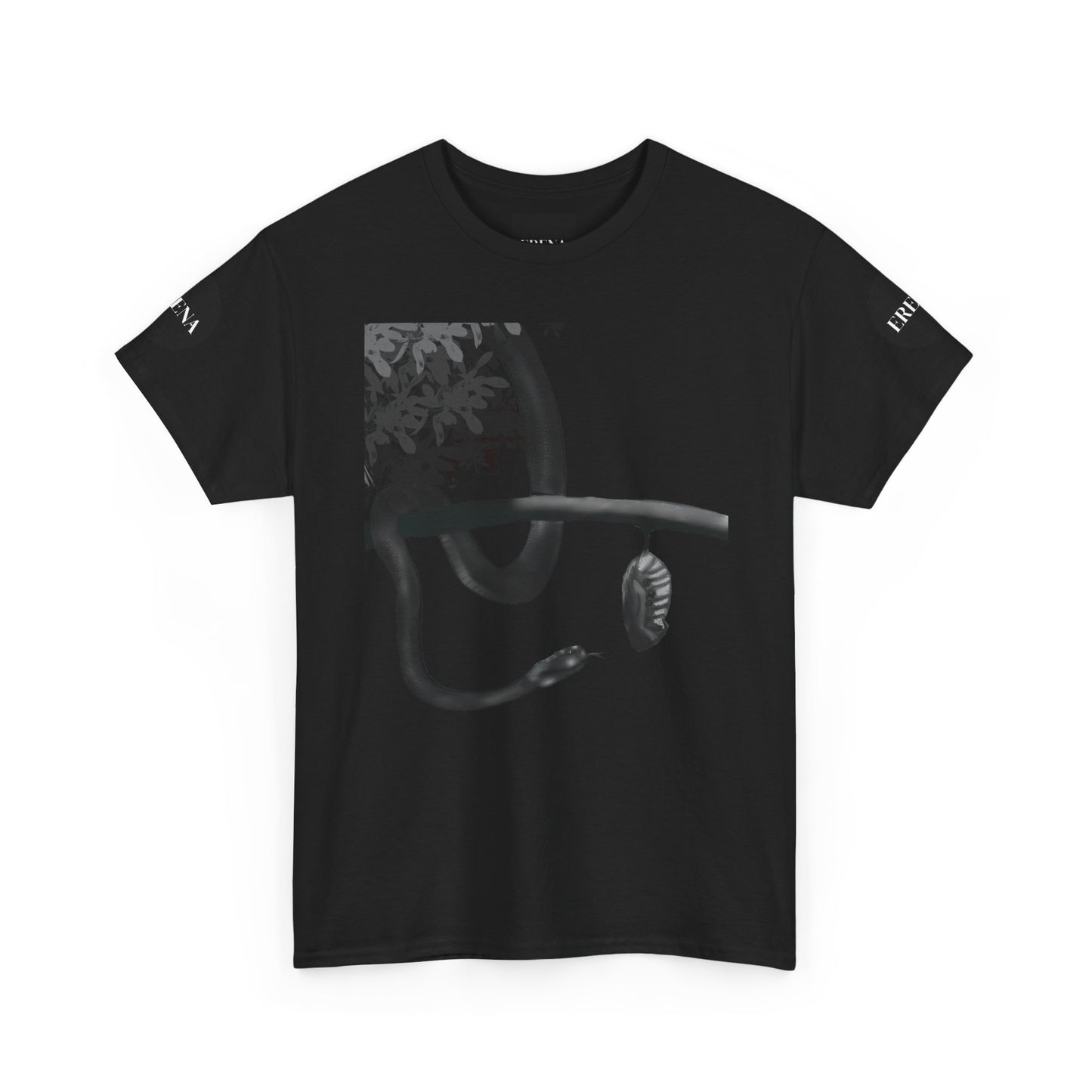 Metempsychosis Snake Illustration Tee | Monochrome Botanical Art