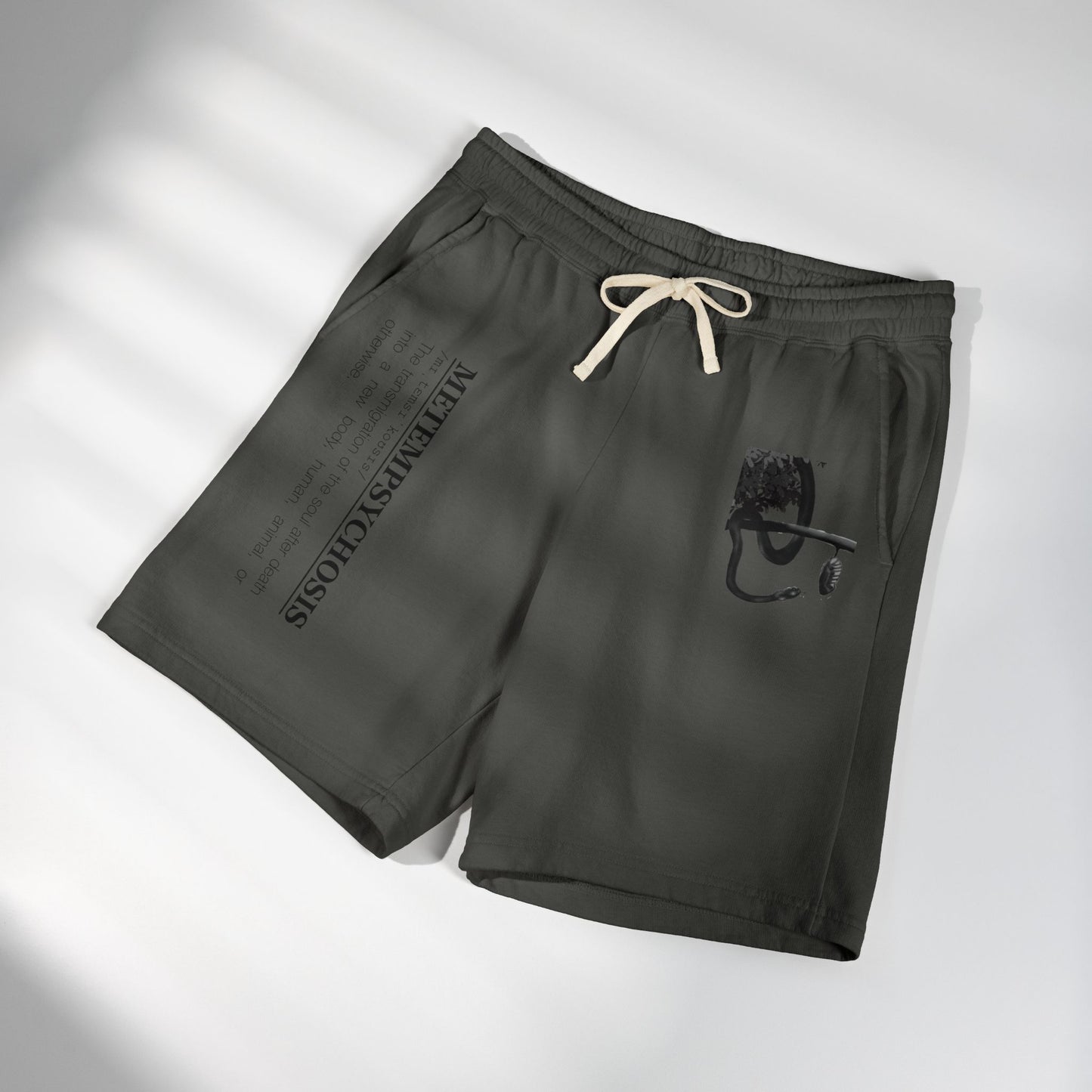 Distressed Smiley Face Sweat Shorts | Text Graphic