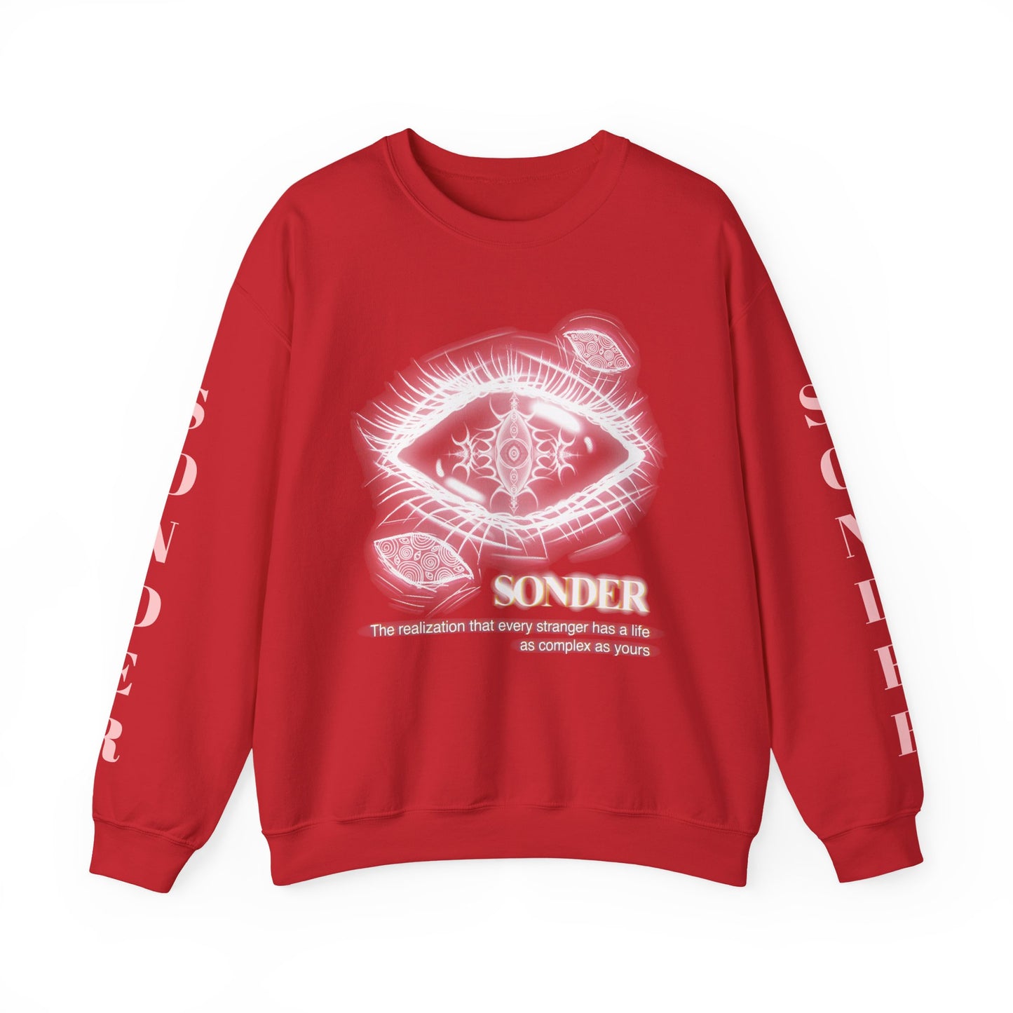 Sonder eye graphic Sweatshirt | poetic text sleeve crewneck
