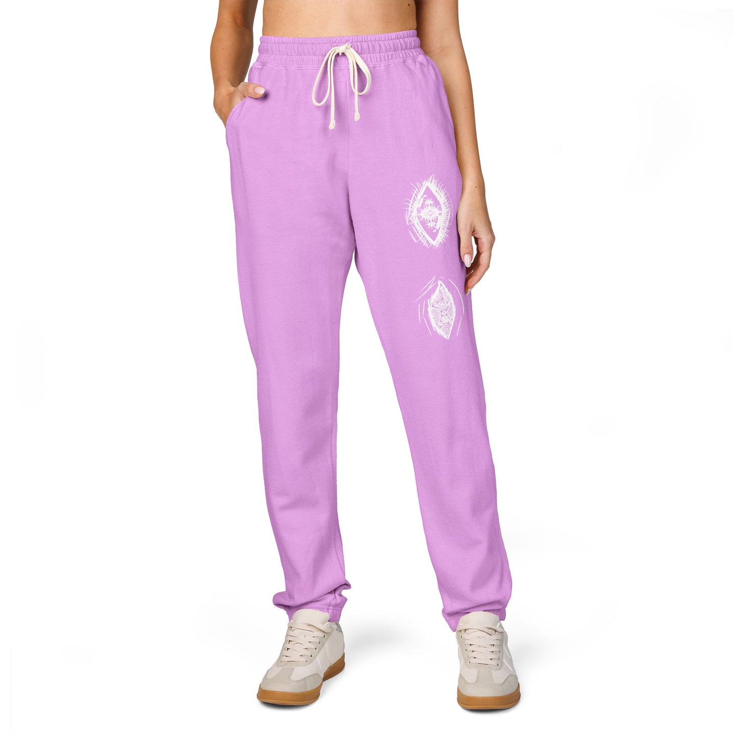 White Floral Skull Print Sweatpants | Side Graphic Joggers