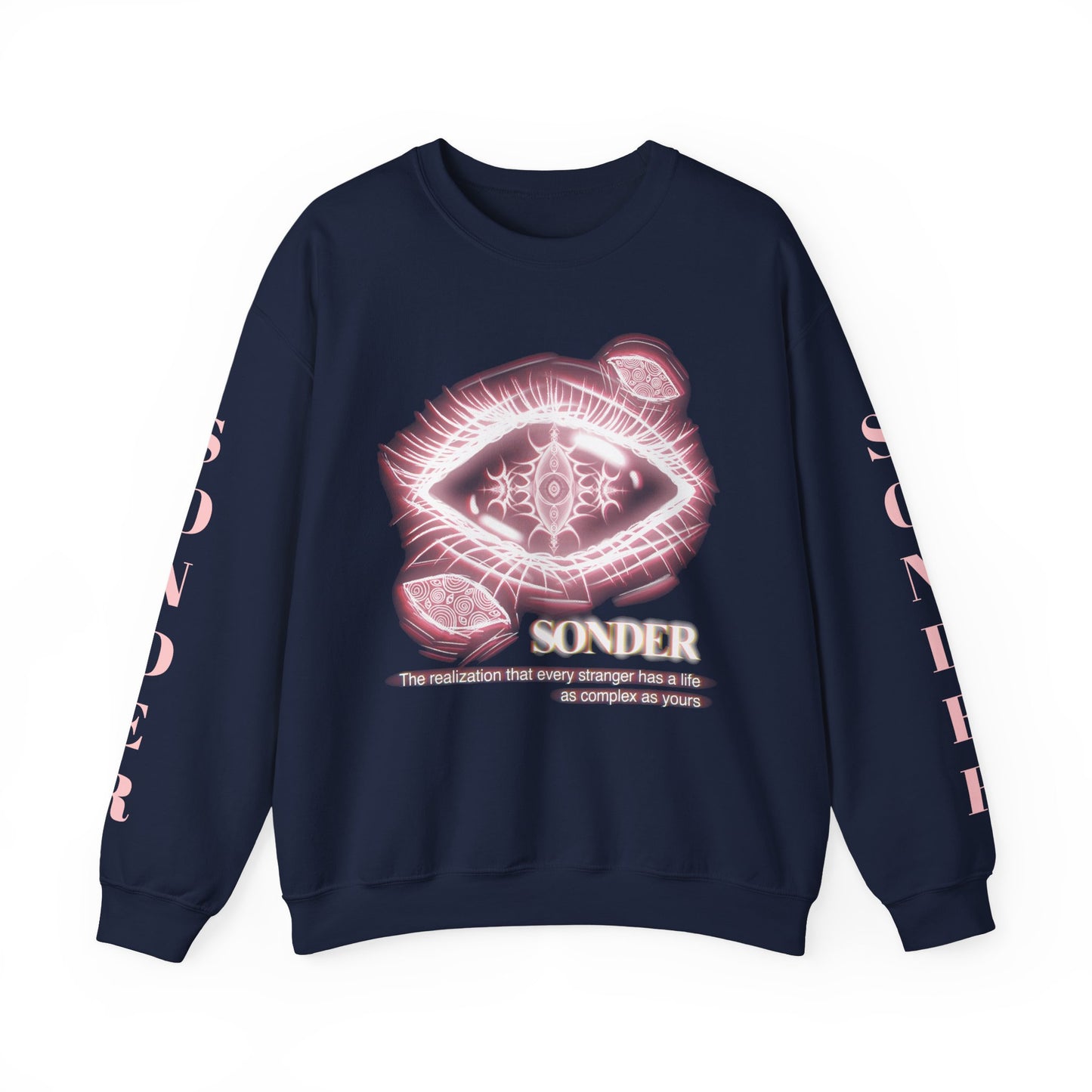 Sonder eye graphic Sweatshirt | poetic text sleeve crewneck