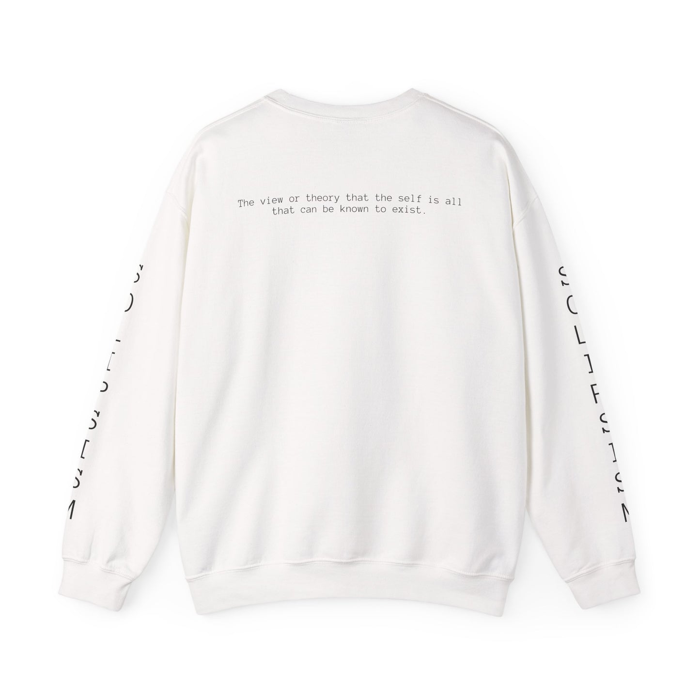 Solipsism Eye Graphic Crewneck Sweatshirt | Typographic Sleeve Print