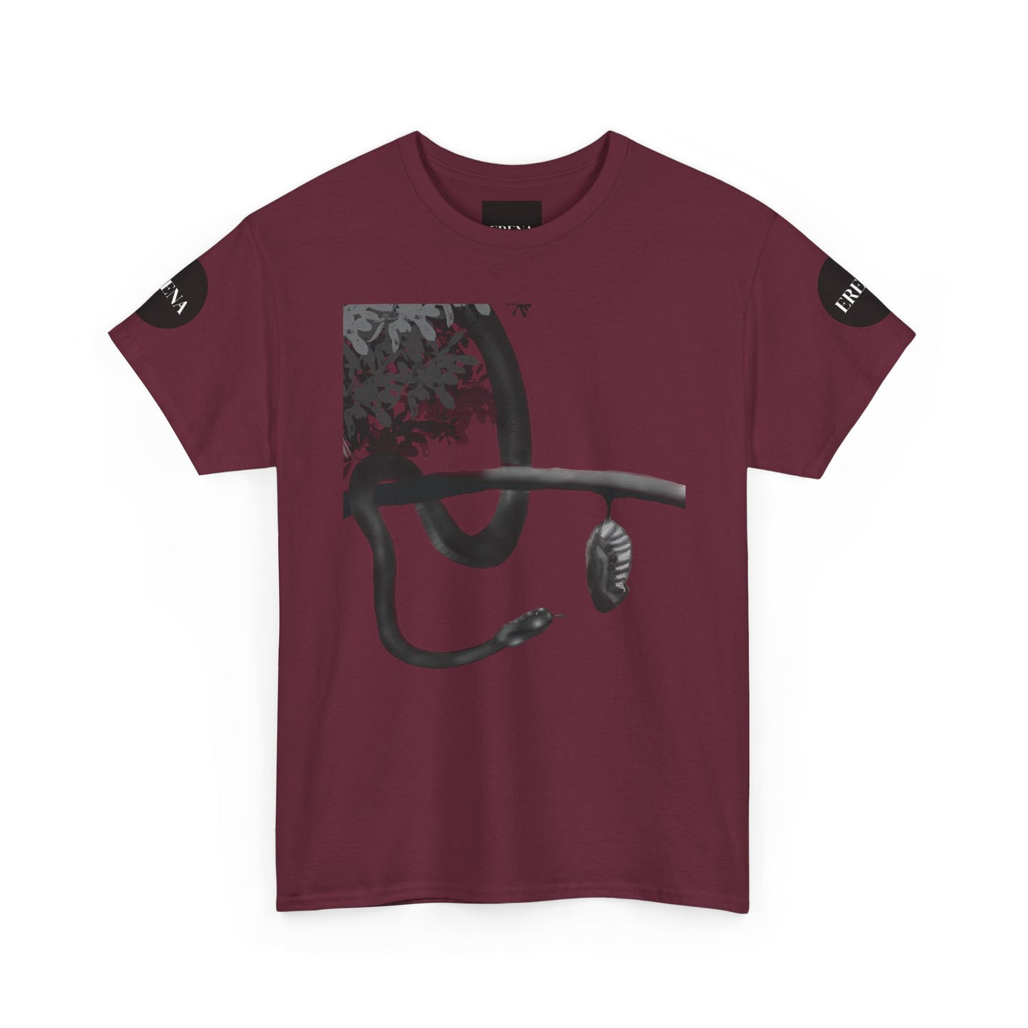 Metempsychosis Snake Illustration Tee | Monochrome Botanical Art