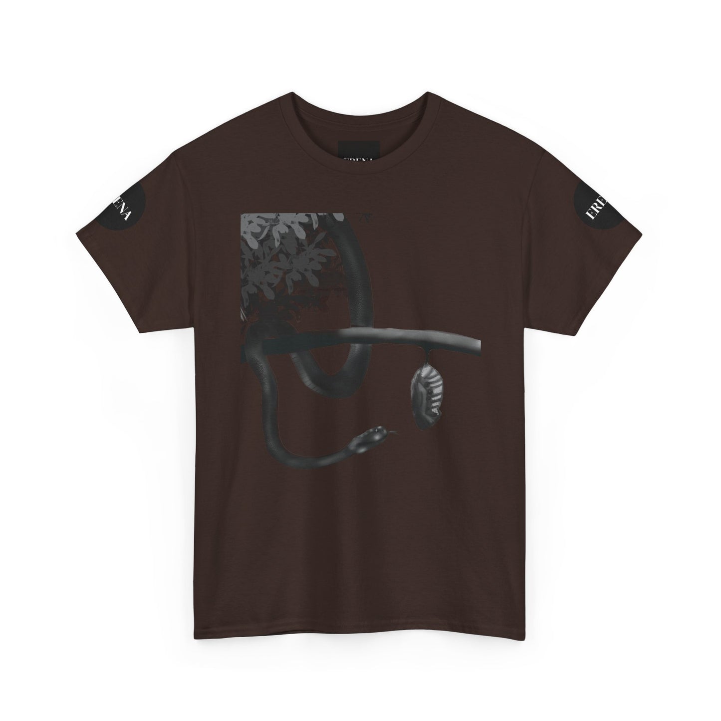 Metempsychosis Snake Illustration Tee | Monochrome Botanical Art