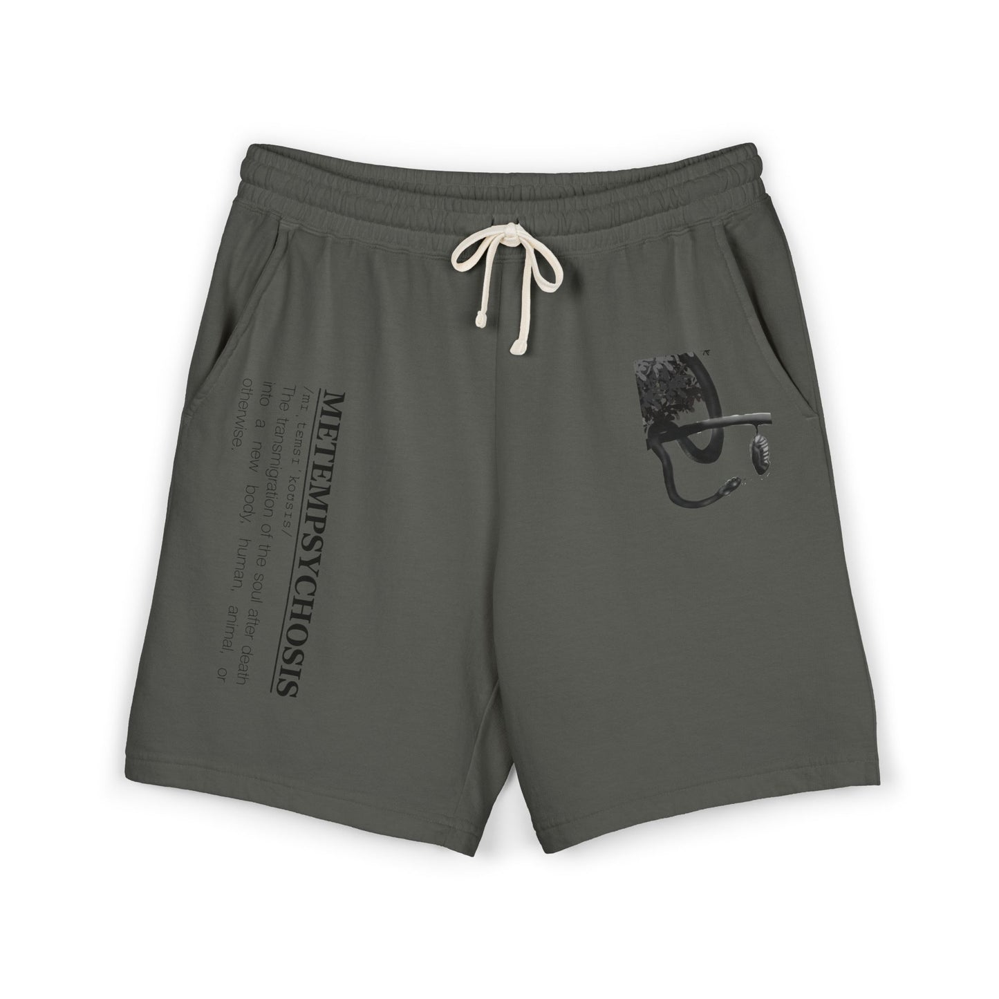Distressed Smiley Face Sweat Shorts | Text Graphic